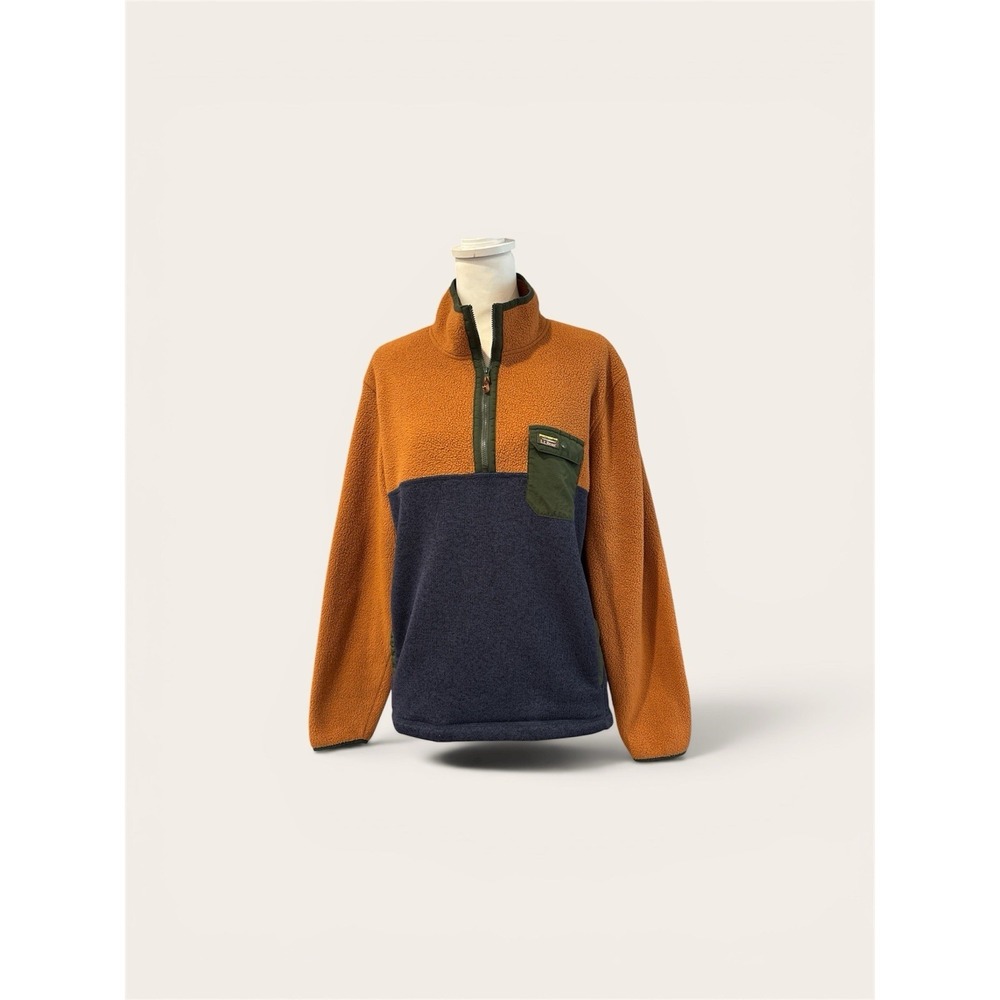 L.L. Bean Pullover Fleece Jacket Size L Orange